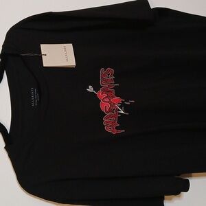 All Saints Men’s Black short sleeve graphic tee shirt XXL streetwear casual